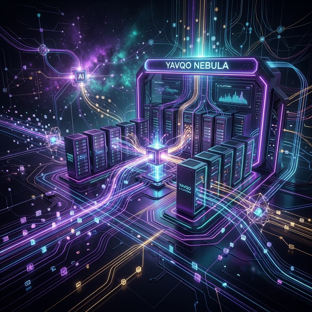 An illustration of Yavqo Nebula cloud infrastructure